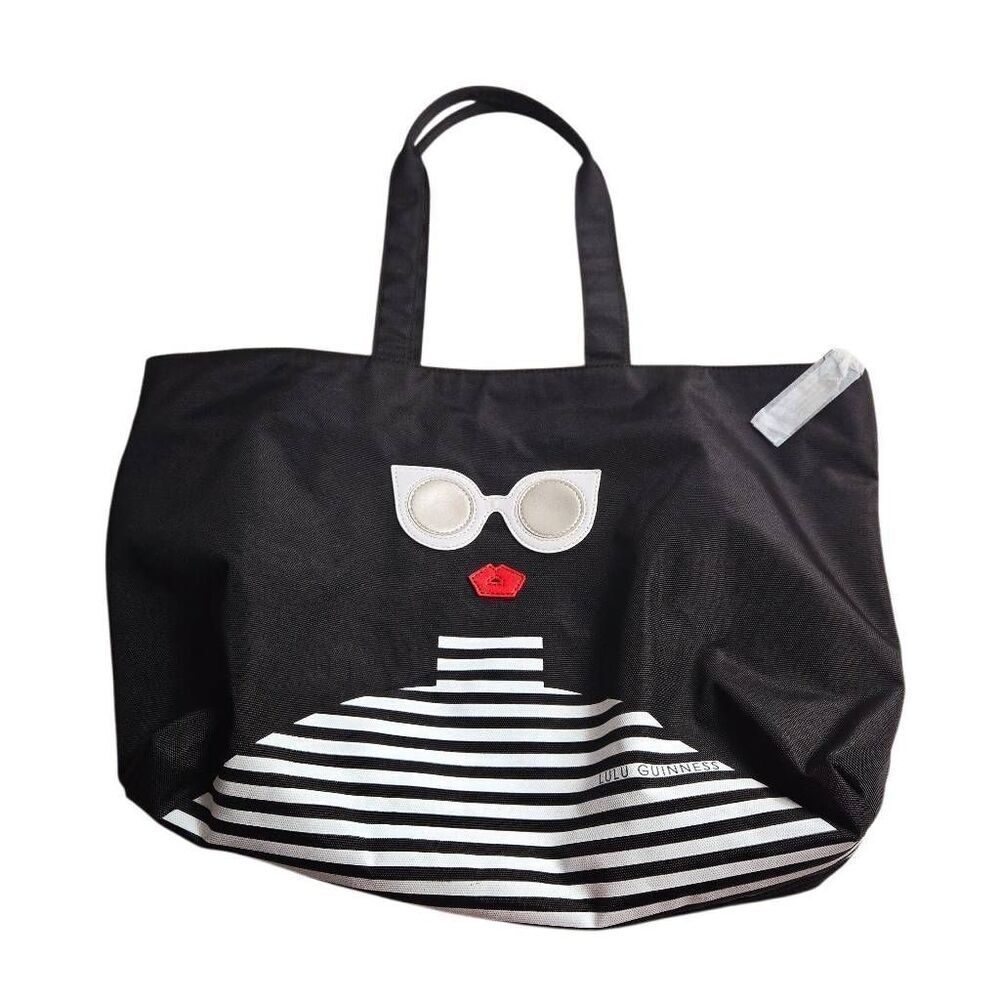 Lulu Guinness Larysa Black Canvass Tote Hand Bag, glasses